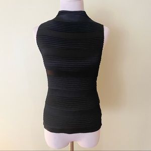 Vintage 1990s Y2K Nicola Black Pleated Stretchy Crinkle Sleeveless Top
